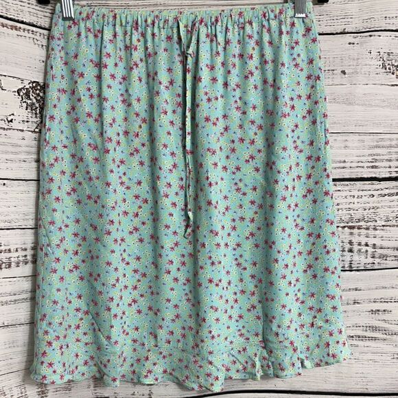 Ll Bean skirt womens Size Small Petite floral ruffle hem drawstring rayon spring - Picture 2 of 11